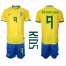 Brasilien Richarlison #9 Replika Babykläder Hemma matchkläder barn VM 2022 Korta ärmar (+ Korta byxor)